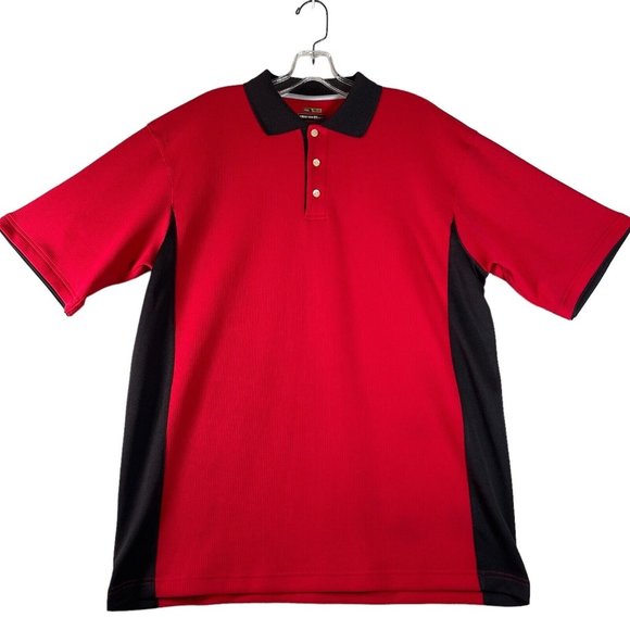 Bolle Golf Polo Shirt Size L Red Black Color Block Short Sleeve Tech Performance - Picture 1 of 8
